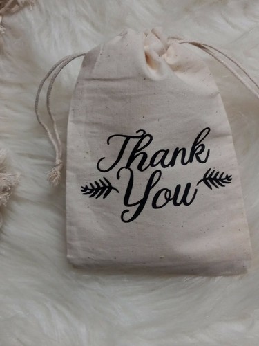 Thank You Drawstring Jewelry Pouch Fabric Gift Bags Wedding Birthday Party 20 PC - Picture 2 of 8