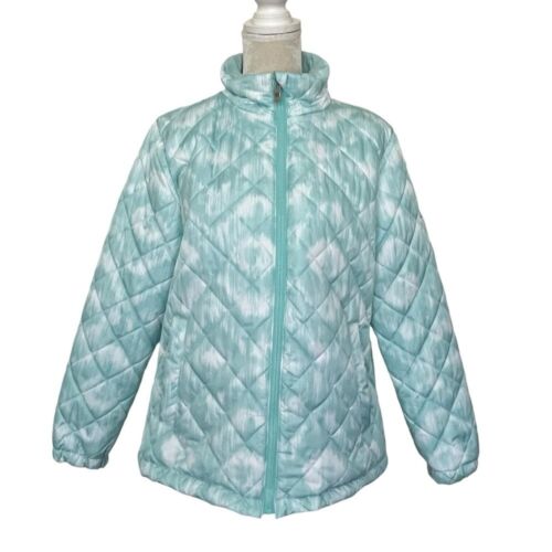 Zeroxposur Quilted Puffer Jacket Women’s Size XL Mint White Water Wind Resistant