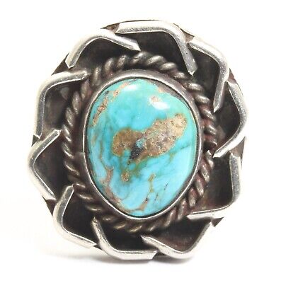 Amazing Vintage Native American Navajo Turquoise Sun Sterling Silver Ring Amazing Vintage Native American Navajo Turquoise Sun Sterling Silver Ring