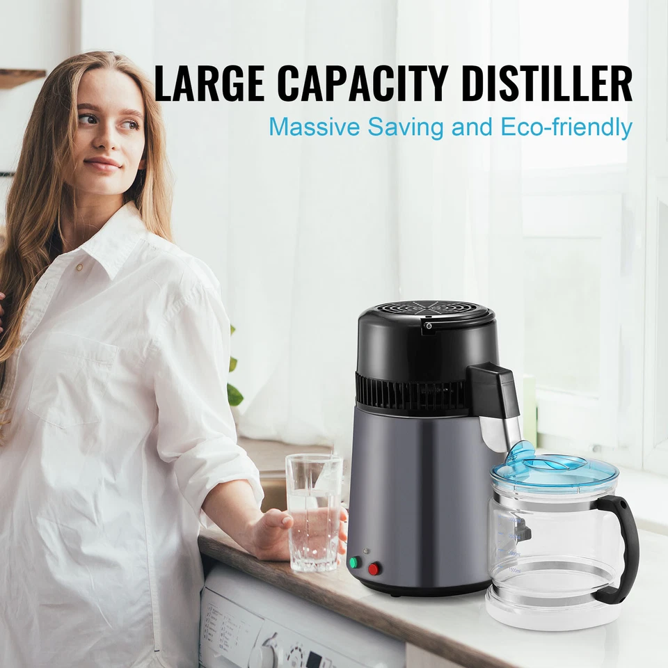 Destilador de Agua 4L Purificador de Agua Encimera Acero Inoxidable Interior 750W Foto 3 de 4