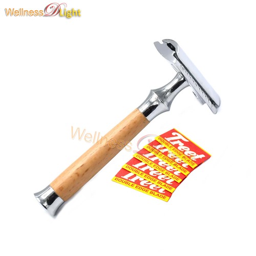 Wood Handle Classic Double Edge Safety Razor Shaving Razor For 5 Blades BTS-304 - Picture 3 of 3