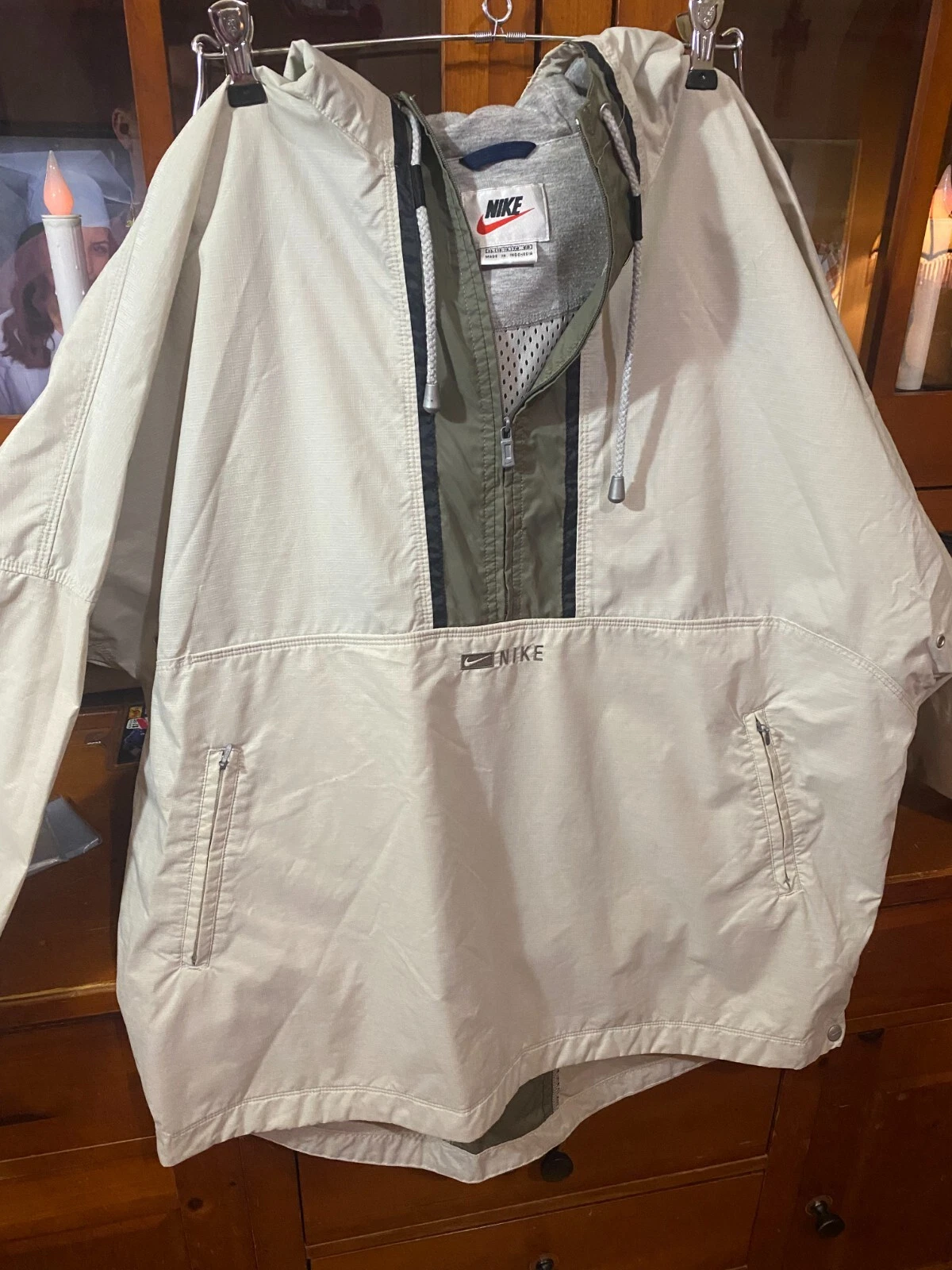 VTG 1990S NIKE XL BEIGE WINDBREAKER PREOWNED GOOD CONDITION
