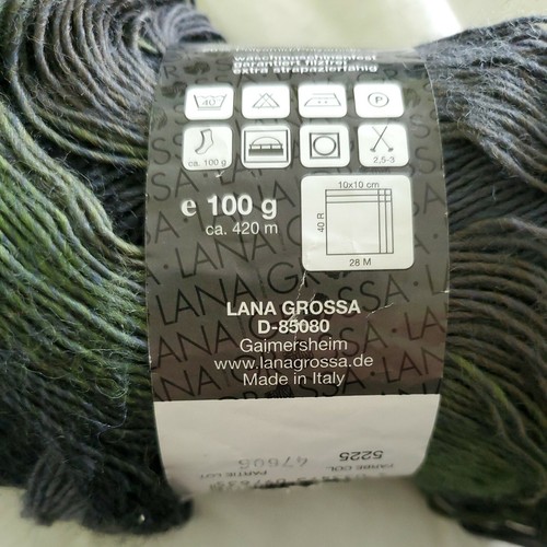 LANA GROSSA Sock Yarn Gray Green Tones MultiColor 100g 420m Wool Blend Italy - Picture 5 of 5