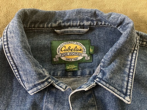 Cabela's Jean Jacket Women's Large Blue Denim Button Up Ladies Work Wear Heavy - Picture 11 of 19