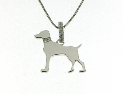 Ciondolo Cane Chihauhua in Vero Argento 925 Rodiato Brillanti Serie Dog