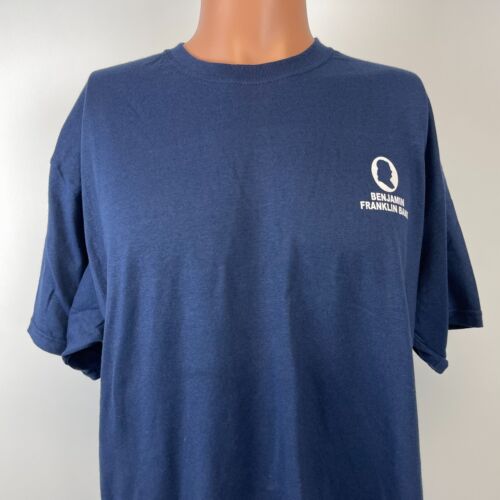 Vintage 90s Benjamin Franklin Bank T Shirt Mens Size Large Blue Massachusetts - 第 1/4 張圖片