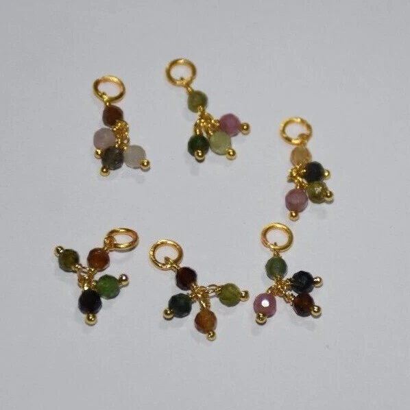 Piezas de rosario de piedras preciosas con cuentas, dijes colgantes de cuentas de turmalina de 3 mm, dijes de joyería Foto 3 de 4