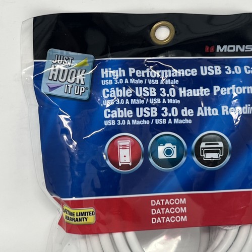 Monster Cable USB 3.0 A/A Male To Male 15’ Datacom - Printer External Hard Drive - Picture 4 of 12