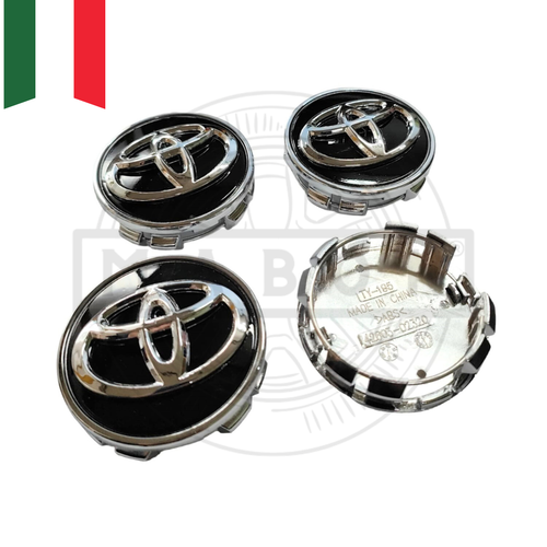 Set 4 Coprimozzo Copri Mozzo Borchie 62mm per Toyota Yaris Cross Neri Cromati - Imagen 2 de 5