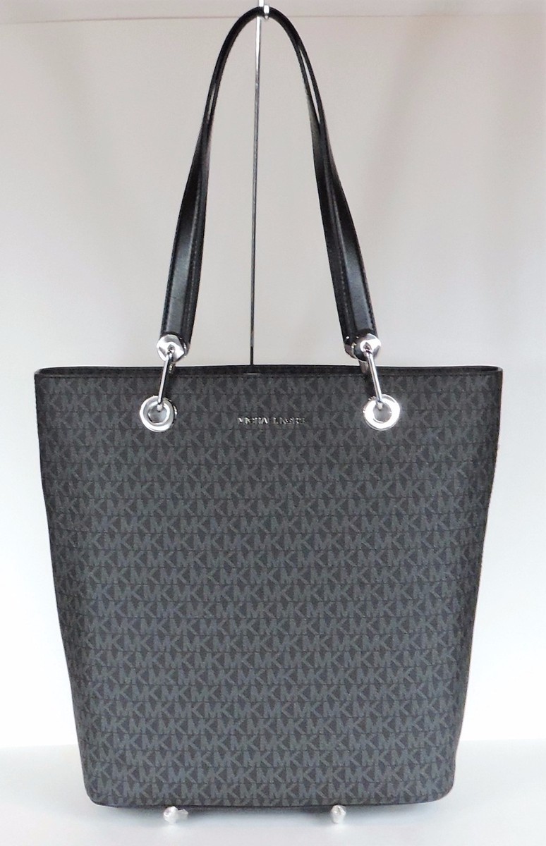 New Michael Kors Raven Large Top Zip Tote coated twill bag Mono