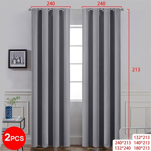 2X Blockout Curtains 3 Layers Pure Fabric Thermal Insulated Eyelet Curtains - Picture 10 of 11