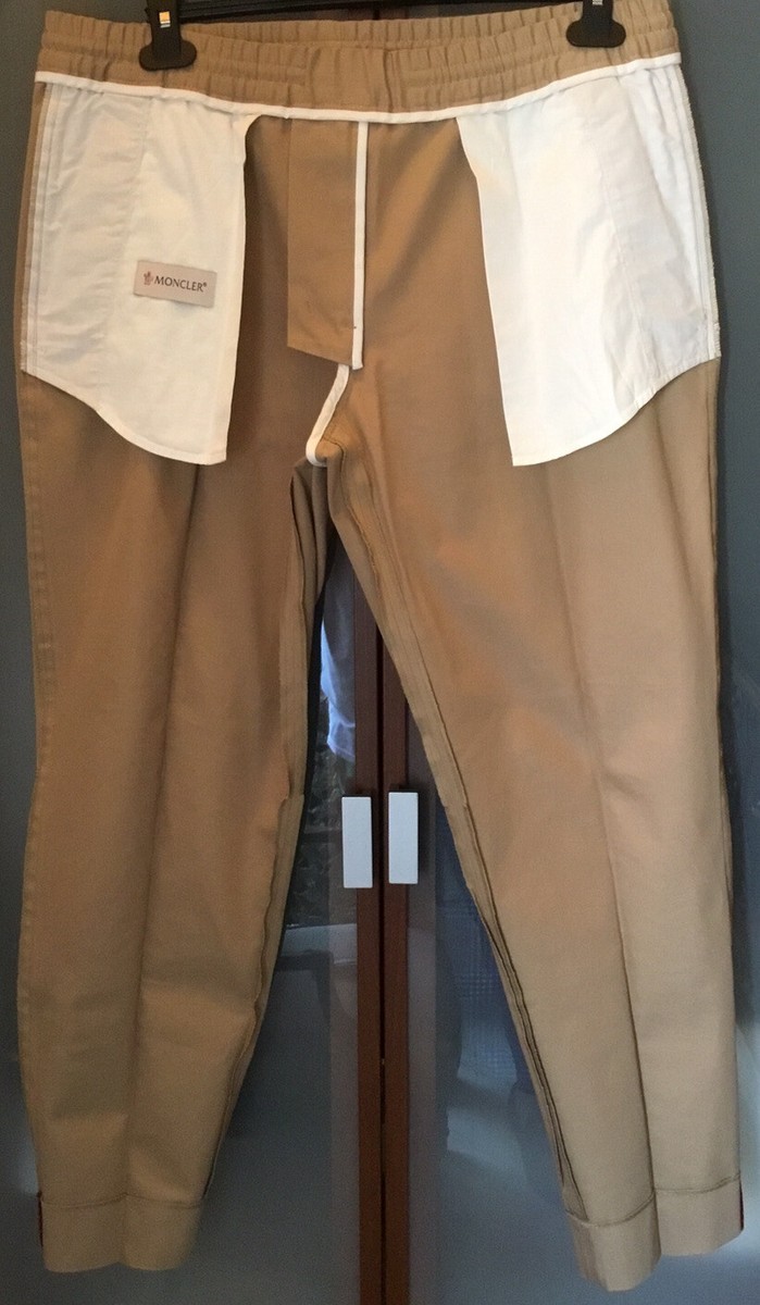 【関税&送料込み】Moncler Cotton Sports Pants MONCLER MENS $ 995 KHAKI COTTON SPORT PANTS SZ. 52/36 NEW W