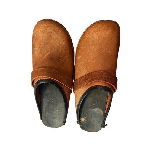 Bastad -Original Red Leather Clogs Wooden Heels Size 7/37 Made In Sweden - Picture 8 of 12