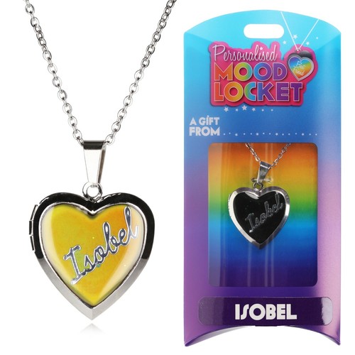 Personalisierte Namenskette Stimmungsmedaillon Herzform Silber Namen Initialen Liebe - Bild 102 von 184