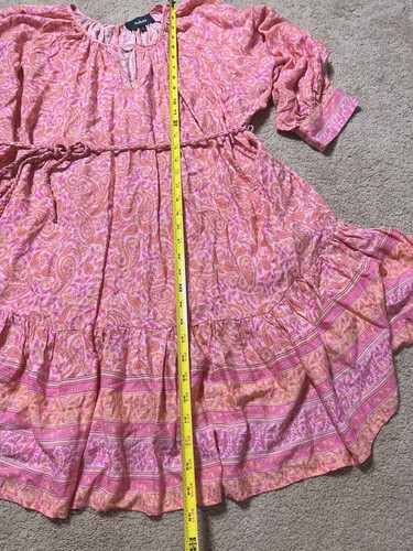 Aakaa Multi pink Flora Tiered Ruffle Shirt Dress size S - Picture 10 of 11