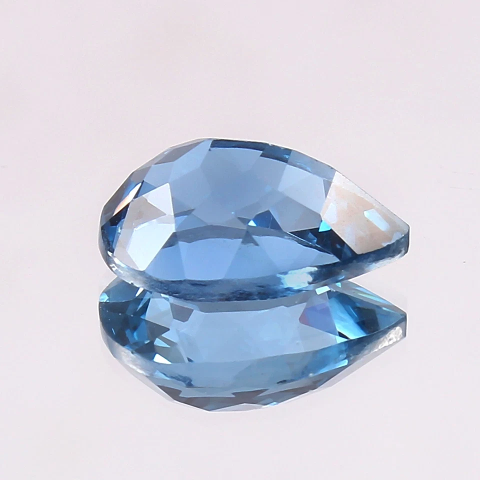 AAA Natural Impecable Brasileño Azul Aguamarina Pera Suelta Piedra Preciosa Corte 9x7 mm Foto 4 de 4