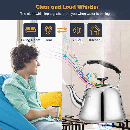 Tea Kettle Stovetop Whistling Teakettle ClassicTeapot Stainless Steel Tea Pot... - Picture 2 of 7