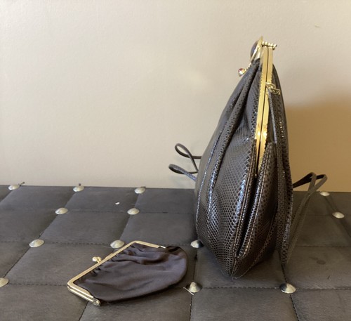 Vintage Judith Leiber Brown Leather With Coin Purse - Picture 6 of 7
