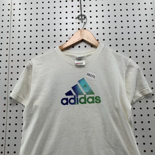 Vintage 90s Adidas Shirt White Youth Kids Large Made in USA 18.5x21 - Picture 3 of 13