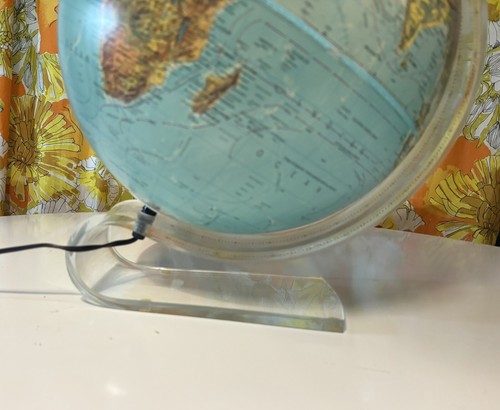 1985 Scan Globe A/S Lighted Globe Lucite Base Denmark Edition 1985 Harig Rare! - Picture 3 of 9