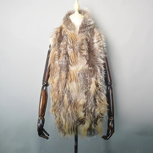 Women's Real Fox Fur Scarf Knitted Winter Warm Fashion Neckerchief Fur Bandana - Picture 35 of 39