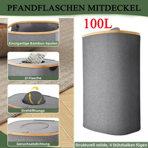 Pfandflaschen Sammelbehälter 100L Flaschensammler mit Deckel Falten Mülleimer - Bild 2 von 12