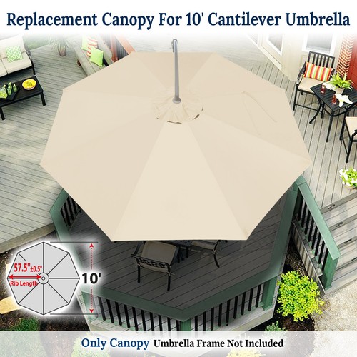 10' Cantilever Patio Offset Umbrella Replacement Canopy Parasol Top Cover Market - Picture 102 of 109