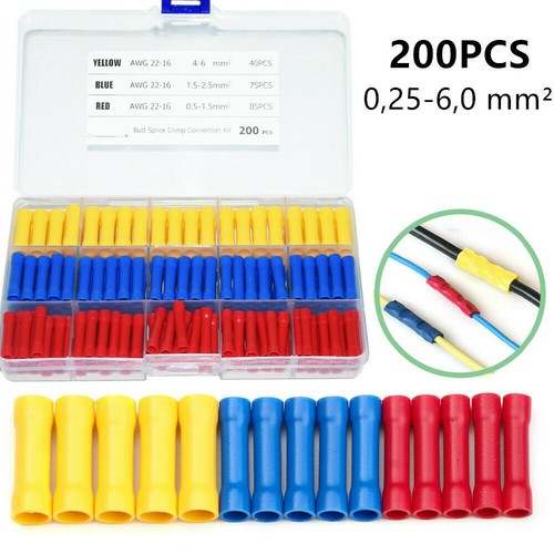 102/300PCS Insulated Wire Terminal Crimp Ring Butt Spade Connectors Kit + Pliers - Picture 22 of 42