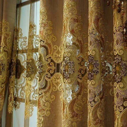Luxury Embroidery Chenille Blackout Curtain Retro European Room Valance Curtain - Picture 7 of 29