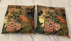 Set 2 Designer Pillow Schumacher Chiang Mai Dragon Mocha Brown 20x20 Down Fill