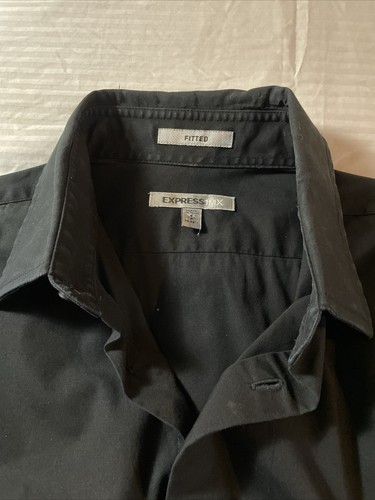 LOT 2 Express Men's 1MX Dress Shirt Long Sleeve Black Blue Small Retail $60 - Picture 6 of 7