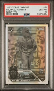 2023 Topps Chrome Michael Harris II #79 Negative REFRACTOR PSA 10 ROOKIE LO POP