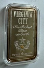 Marshall Mint VIRGINIA CITY with Gold Nugget 1oz .999 FINE Silver Bar !