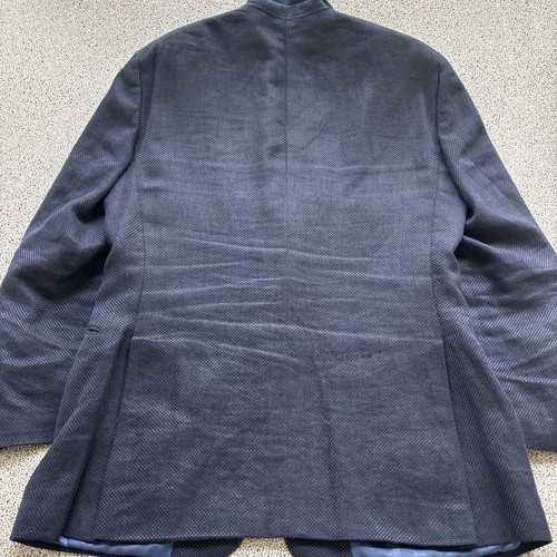 Bespoke Blazer 42L Biella Fabric Slant Bill Pockets Peak Lapel Sports Coat Blue - Picture 17 of 24