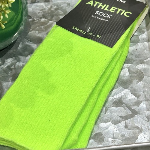 High Five Size Small (Youth 1-4 Ladies 4-5) Neon Green Athletic Tube Socks - Picture 2 of 3