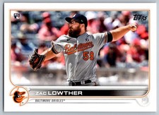 2022 Topps Series 1 Zac Lowther RC #133 Baltimore Orioles Pitcher Rookie Card. rookie card picture