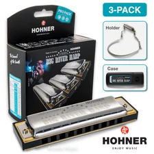Hohner Big River Harp Pro Pack 10-Hole Diatonic Harmonica BGRVR-3PK - Keys C A G