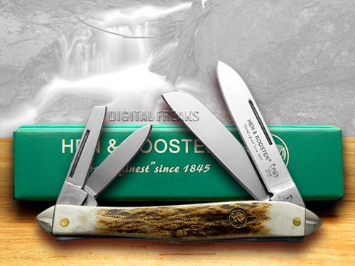 Hen and Rooster Knives Whittler Genuine Deer Stag Pocket Knife Stainless 234-DS