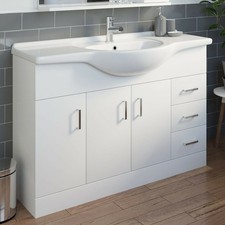 Bathroom Sink Cabinet Vanity Unit White Basin Storage Furniture Door Sink Toilet