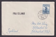 DENMARK 1959, Cover from Copenhagen with FRA ISLAND poststamp (From Island)