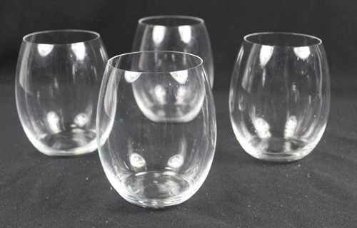 4 WATERFORD VINTAGE Marquis DARK Red Stemless Wine Glass Crystal 4.5" X 3" Glass