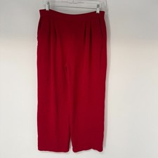 St John Collection Santana Knit Cropped Pants Women 10 Red Pleated Classic