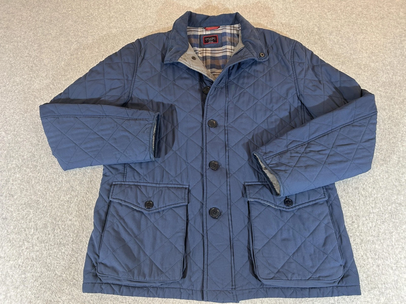 UNTUCKit Jacket Mens Medium Blue Nylon Quilted Woodcrest Lined Button Coat