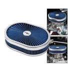 Air Cleaner Set 12" Oval For 4-Barrel Carburetor 5-1/8" Neck Washable Muscle