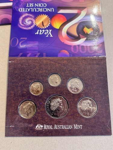 Year 2000 6-Coin Uncirculated Set In Folder Millennium Set Royal Australian Mint - Picture 4 of 5