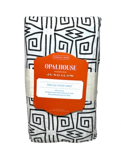 Twin/Twin Extra Long Percale Fitted Sheet Ether Black - Opalhouse Jungalow - Picture 3 of 6