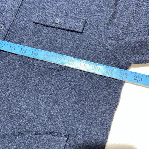 Johnnie-O Andre Knit Shacket Indigo Blue Button Front Mens M Medium Shirt Jacket image 4