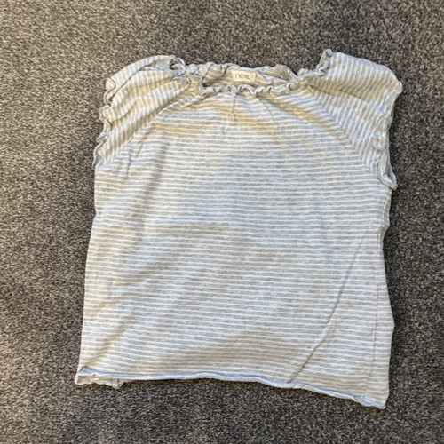 Next Girls Grey White Striped Short Sleeved T Shirt Top - Age 8 Years