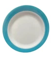 Vtg PYREX BLUE BAND Milk Glass CHOP SERVING PLATE 12 1/4" Turquoise Aqua Rim USA