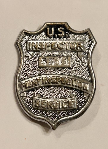 Seltenes veraltetes, "Inspector, U.S. Meat Inspection Service" Abzeichen #8341, NICHT POLIZEI